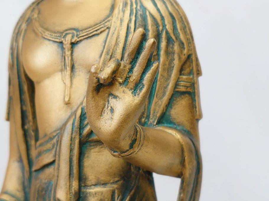 彫刻家　北村西望　聖観世音菩薩　約44cm　ブロンズ像(鍍金、メッキ、仏像、置物、オブジェ、箱なし)(R-077307)
