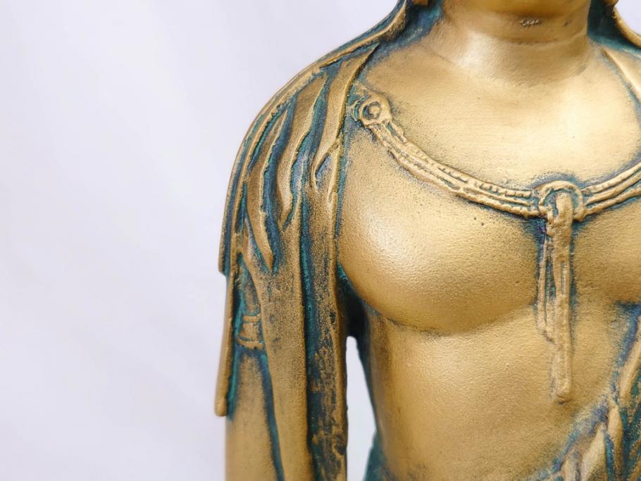 彫刻家　北村西望　聖観世音菩薩　約44cm　ブロンズ像(鍍金、メッキ、仏像、置物、オブジェ、箱なし)(R-077307)