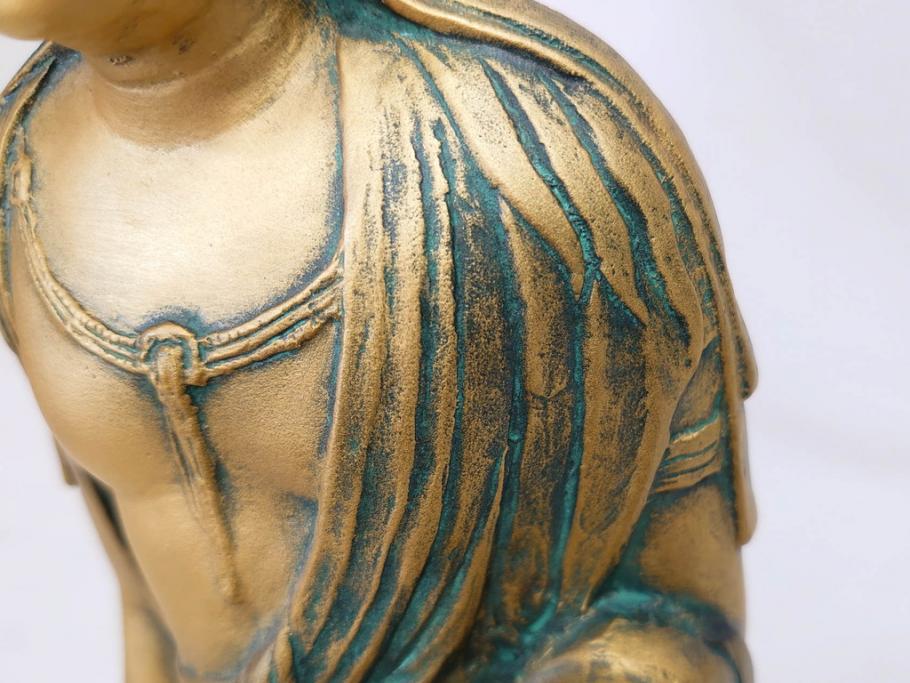 彫刻家　北村西望　聖観世音菩薩　約44cm　ブロンズ像(鍍金、メッキ、仏像、置物、オブジェ、箱なし)(R-077307)