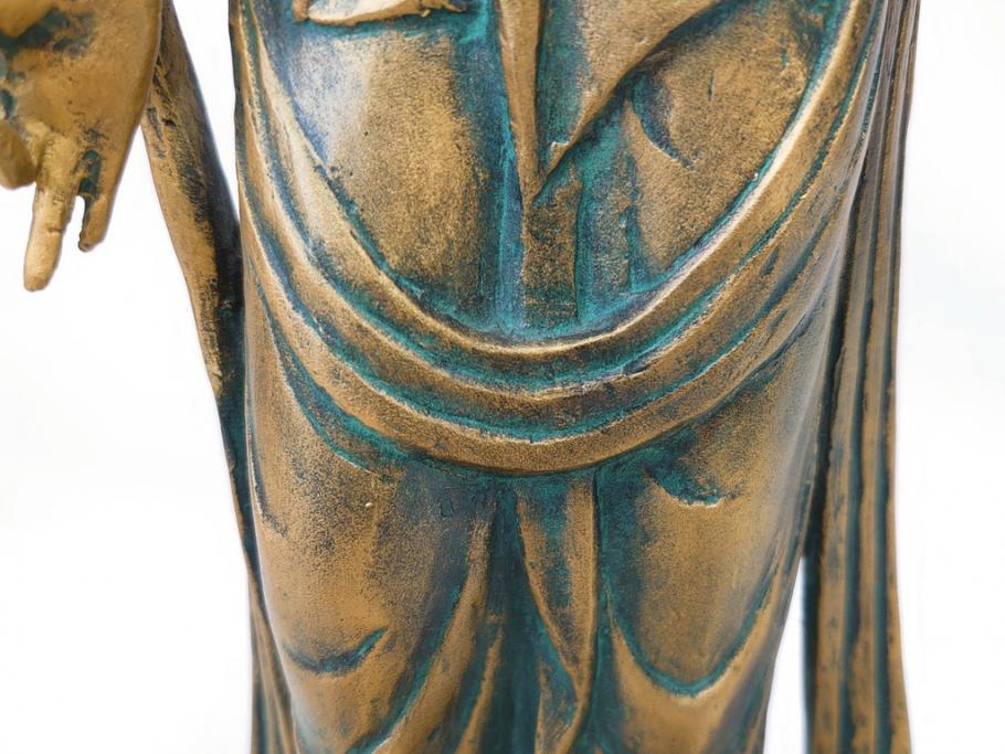 彫刻家　北村西望　聖観世音菩薩　約44cm　ブロンズ像(鍍金、メッキ、仏像、置物、オブジェ、箱なし)(R-077307)