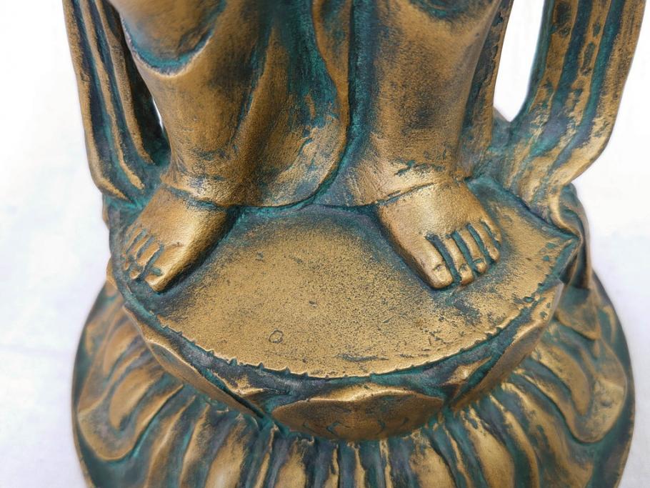 彫刻家　北村西望　聖観世音菩薩　約44cm　ブロンズ像(鍍金、メッキ、仏像、置物、オブジェ、箱なし)(R-077307)