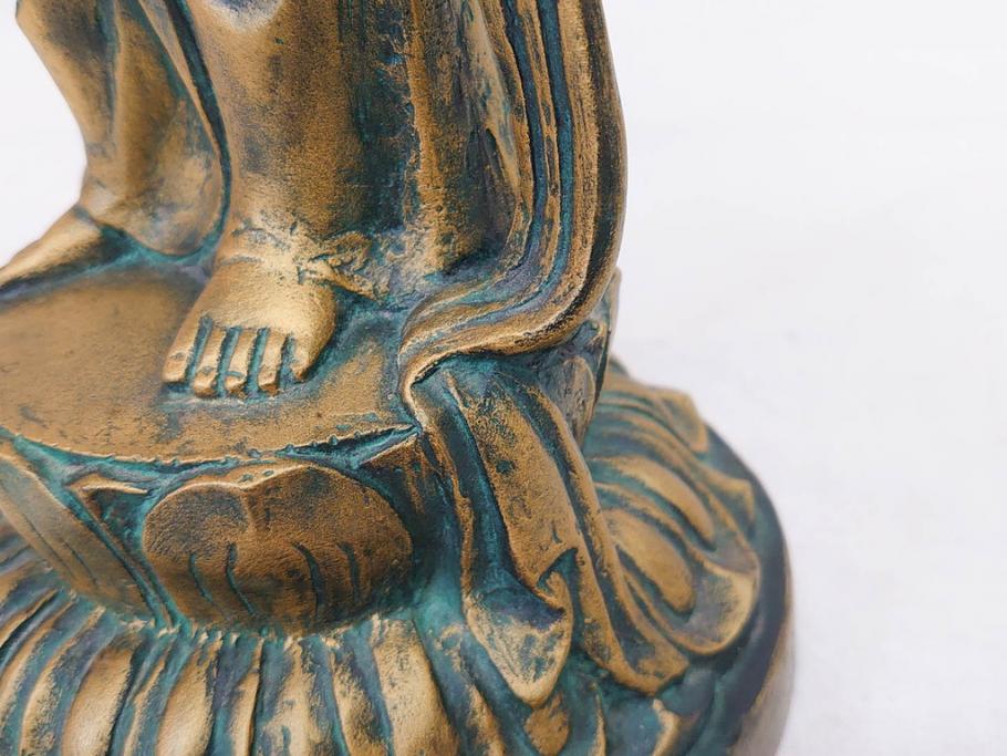 彫刻家　北村西望　聖観世音菩薩　約44cm　ブロンズ像(鍍金、メッキ、仏像、置物、オブジェ、箱なし)(R-077307)