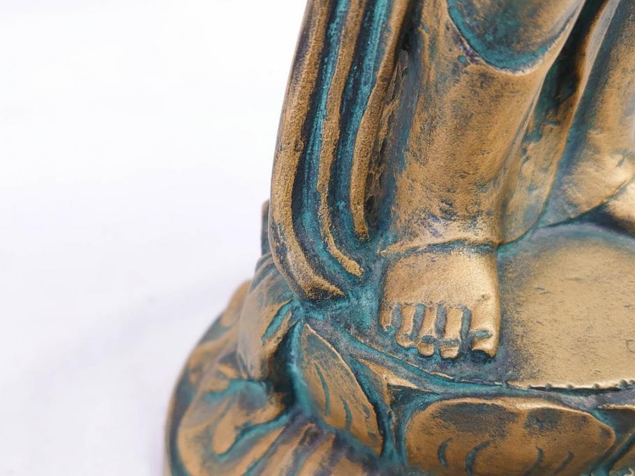 彫刻家　北村西望　聖観世音菩薩　約44cm　ブロンズ像(鍍金、メッキ、仏像、置物、オブジェ、箱なし)(R-077307)