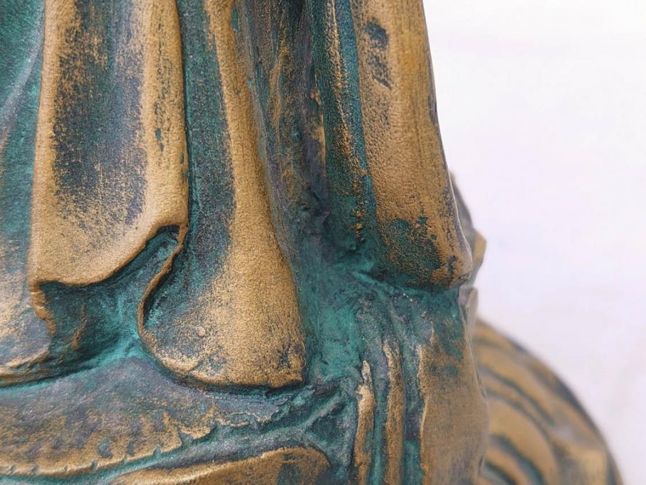 彫刻家　北村西望　聖観世音菩薩　約44cm　ブロンズ像(鍍金、メッキ、仏像、置物、オブジェ、箱なし)(R-077307)