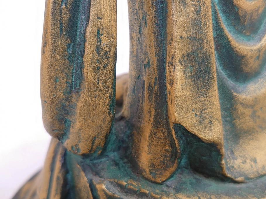 彫刻家　北村西望　聖観世音菩薩　約44cm　ブロンズ像(鍍金、メッキ、仏像、置物、オブジェ、箱なし)(R-077307)