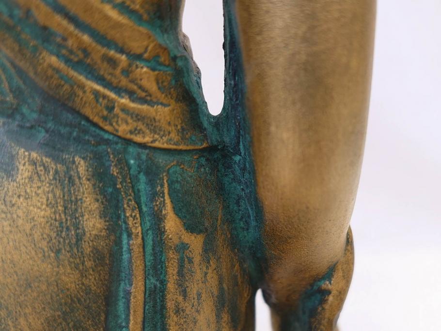 彫刻家　北村西望　聖観世音菩薩　約44cm　ブロンズ像(鍍金、メッキ、仏像、置物、オブジェ、箱なし)(R-077307)