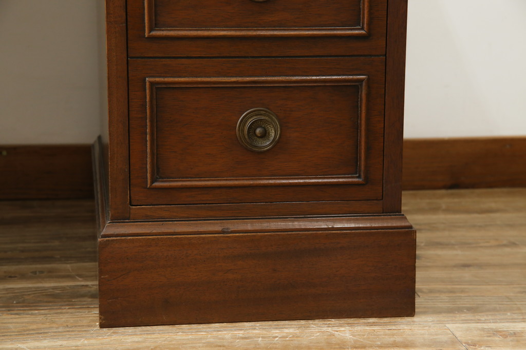 中古　DREXEL HERITAGE(ドレクセルヘリテイジ)　Triune(トライユン)　レザートップが格好いいマホガニー材製のデスク(定価約75万円)(両袖机、在宅ワーク、在宅用ワークデスク)(R-060387)