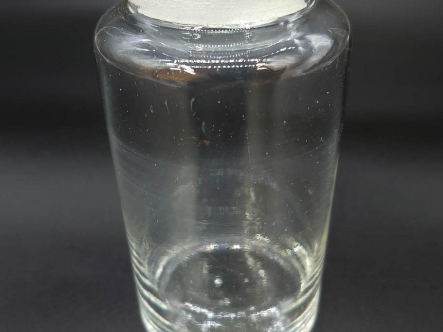 当時物　様々な用途に使える薬瓶3個セット(ガラスビン、硝子、メディシンボトル、キャニスター、筒型、フタ付き)(R-077308)