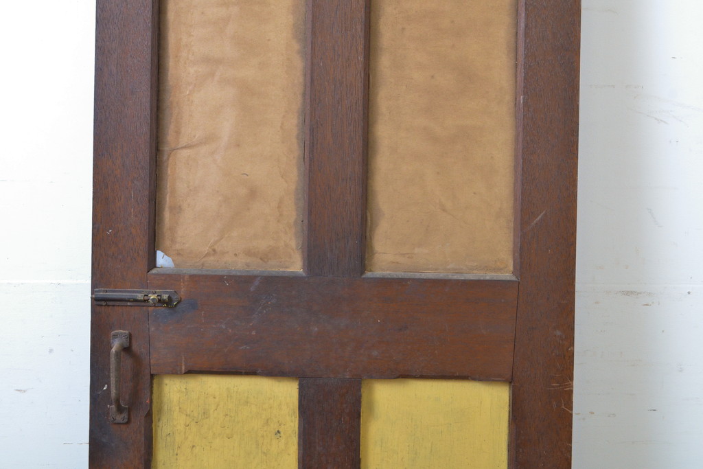 アンティーク建具　ペイント仕上げ限定　時を経て刻まれた風合いが趣あるガラス入りドア1枚(扉、木製扉、ガラス扉、玄関ドア)(R-063683)