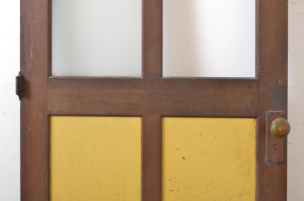 アンティーク建具　レトロな雰囲気づくりが叶うドア1枚(扉、木製扉、ガラス扉、玄関ドア)(R-063686)