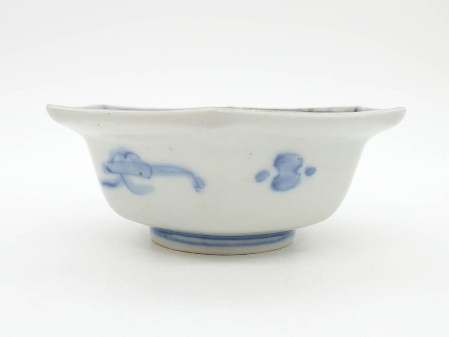 幕末〜明治　伊万里焼　4.1寸　約13cm　金襴手が見事な六角皿5枚セット(色絵、花文、裏印、深鉢、変形皿、小鉢、向付、器、四寸一分、和食器)(R-077385)