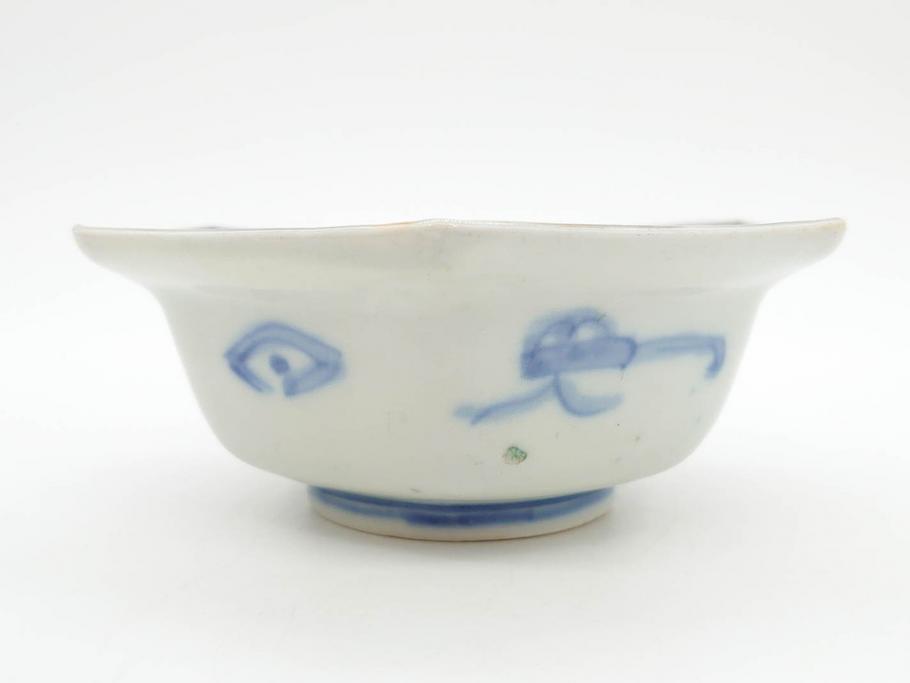 幕末〜明治　伊万里焼　4.1寸　約13cm　金襴手が見事な六角皿5枚セット(色絵、花文、裏印、深鉢、変形皿、小鉢、向付、器、四寸一分、和食器)(R-077385)
