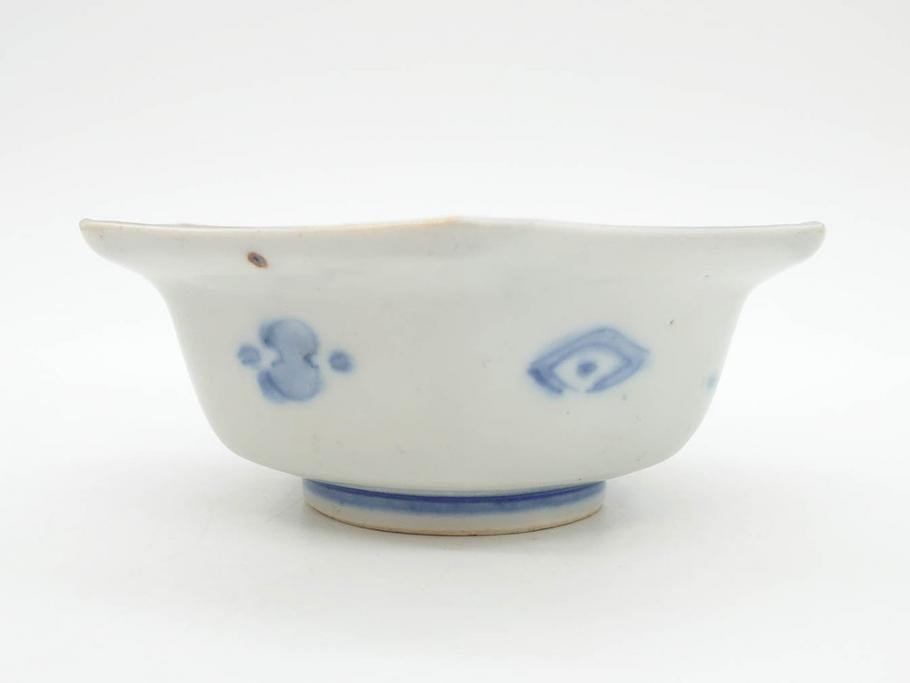 幕末〜明治　伊万里焼　4.1寸　約13cm　金襴手が見事な六角皿5枚セット(色絵、花文、裏印、深鉢、変形皿、小鉢、向付、器、四寸一分、和食器)(R-077385)