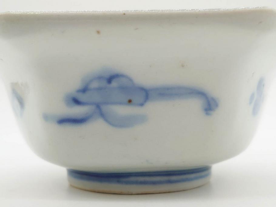 幕末〜明治　伊万里焼　4.1寸　約13cm　金襴手が見事な六角皿5枚セット(色絵、花文、裏印、深鉢、変形皿、小鉢、向付、器、四寸一分、和食器)(R-077385)