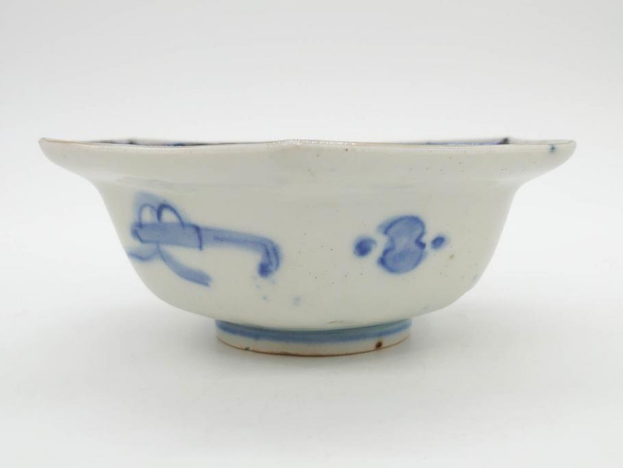 幕末〜明治　伊万里焼　4.1寸　約13cm　金襴手が見事な六角皿5枚セット(色絵、花文、裏印、深鉢、変形皿、小鉢、向付、器、四寸一分、和食器)(R-077385)