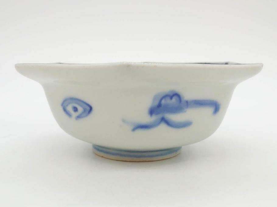 幕末〜明治　伊万里焼　4.1寸　約13cm　金襴手が見事な六角皿5枚セット(色絵、花文、裏印、深鉢、変形皿、小鉢、向付、器、四寸一分、和食器)(R-077385)