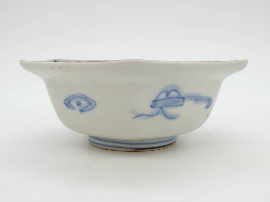 幕末〜明治　伊万里焼　4.1寸　約13cm　金襴手が見事な六角皿5枚セット(色絵、花文、裏印、深鉢、変形皿、小鉢、向付、器、四寸一分、和食器)(R-077385)