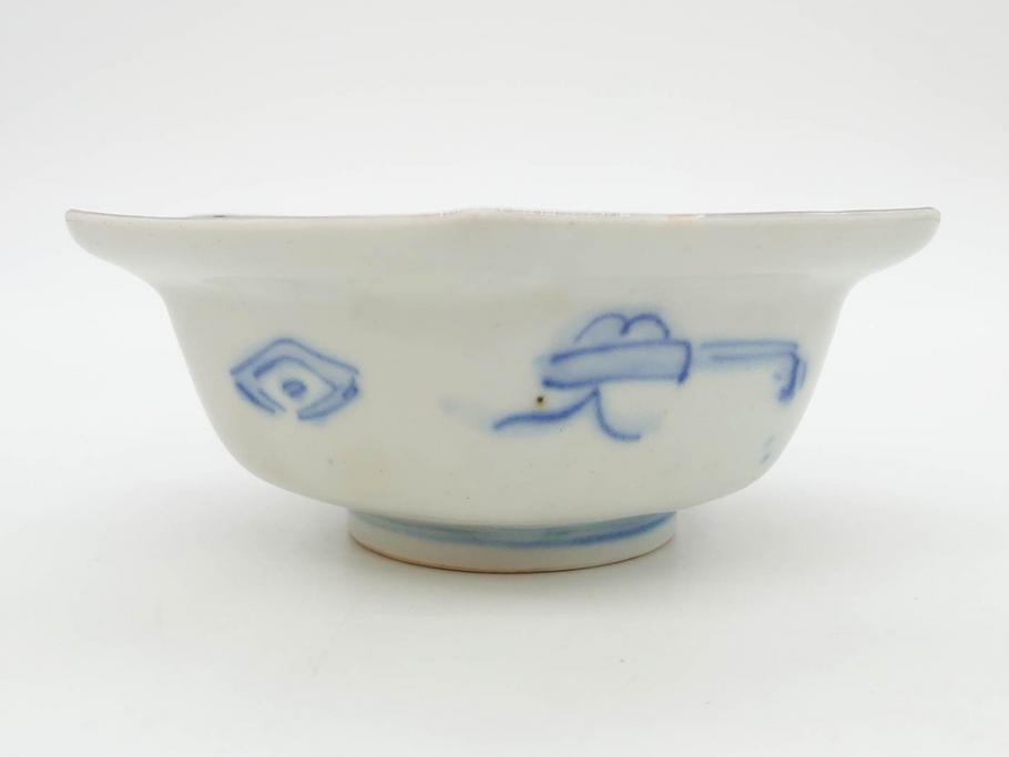 幕末〜明治　伊万里焼　4.1寸　約13cm　金襴手が見事な六角皿5枚セット(色絵、花文、裏印、深鉢、変形皿、小鉢、向付、器、四寸一分、和食器)(R-077385)
