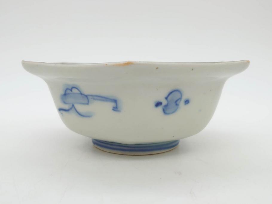 幕末〜明治　伊万里焼　4.1寸　約13cm　金襴手が見事な六角皿5枚セット(色絵、花文、裏印、深鉢、変形皿、小鉢、向付、器、四寸一分、和食器)(R-077386)