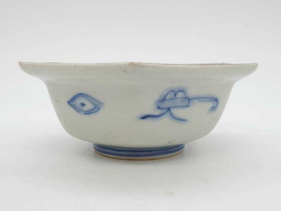 幕末〜明治　伊万里焼　4.1寸　約13cm　金襴手が見事な六角皿5枚セット(色絵、花文、裏印、深鉢、変形皿、小鉢、向付、器、四寸一分、和食器)(R-077386)