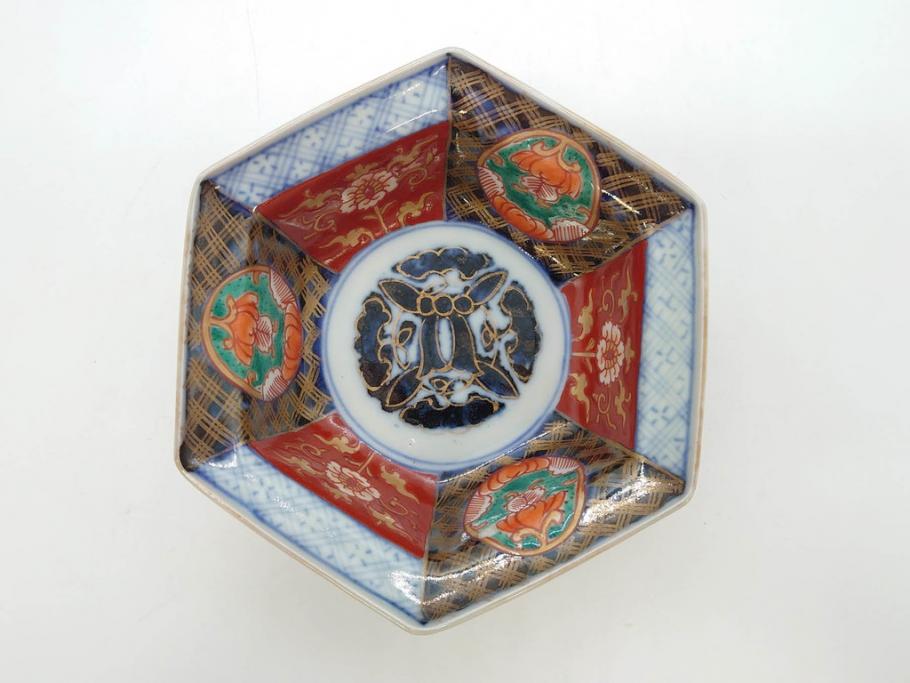 古伊万里 金襴手 鳳凰に花図 4寸皿 5枚セット