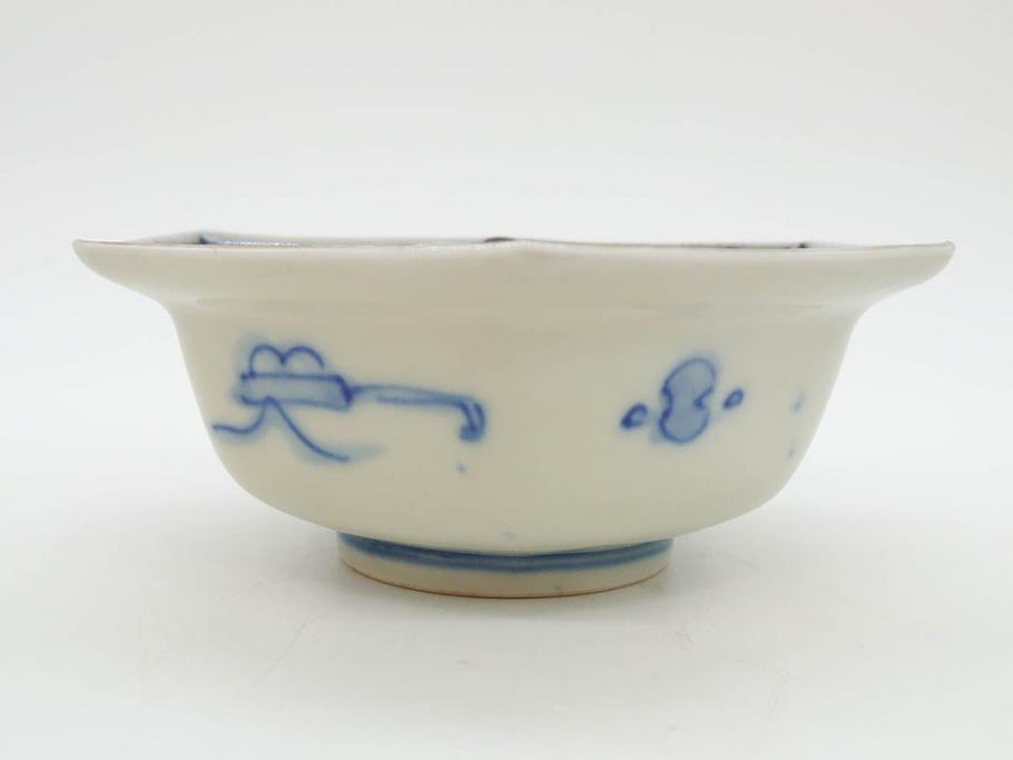 幕末〜明治　伊万里焼　4.1寸　約13cm　金襴手が見事な六角皿5枚セット(色絵、花文、裏印、深鉢、変形皿、小鉢、向付、器、四寸一分、和食器)(R-077386)