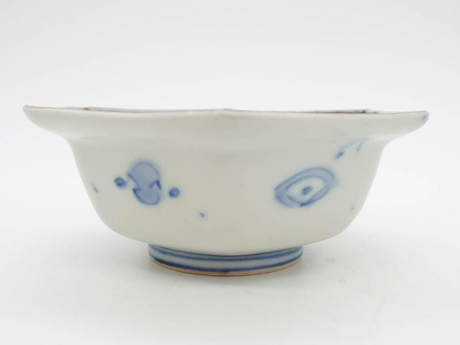 幕末〜明治　伊万里焼　4.1寸　約13cm　金襴手が見事な六角皿5枚セット(色絵、花文、裏印、深鉢、変形皿、小鉢、向付、器、四寸一分、和食器)(R-077386)