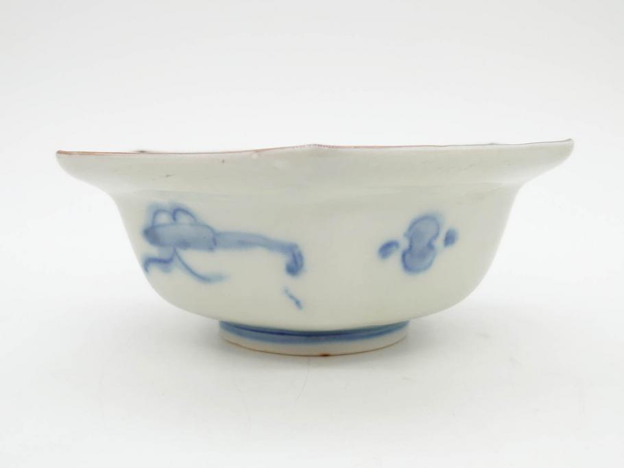 幕末〜明治　伊万里焼　4.1寸　約13cm　金襴手が見事な六角皿5枚セット(色絵、花文、裏印、深鉢、変形皿、小鉢、向付、器、四寸一分、和食器)(R-077386)