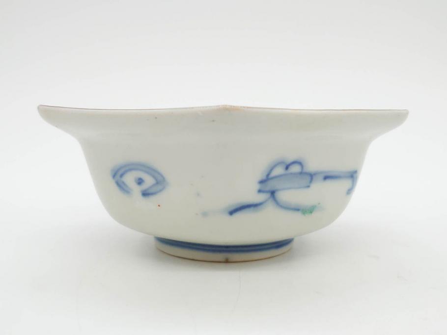 幕末〜明治　伊万里焼　4.1寸　約13cm　金襴手が見事な六角皿5枚セット(色絵、花文、裏印、深鉢、変形皿、小鉢、向付、器、四寸一分、和食器)(R-077386)