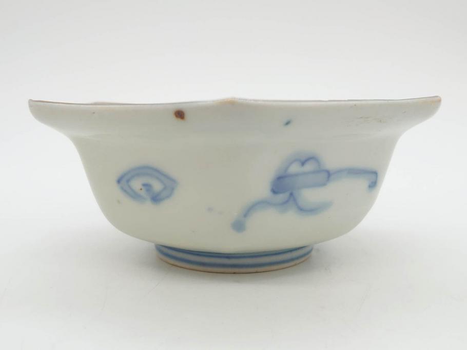 幕末〜明治　伊万里焼　4.1寸　約13cm　金襴手が見事な六角皿5枚セット(色絵、花文、裏印、深鉢、変形皿、小鉢、向付、器、四寸一分、和食器)(R-077386)