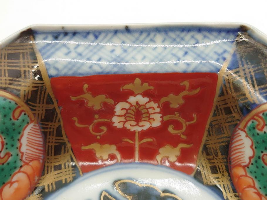幕末〜明治 伊万里焼 4.1寸 約13cm 金襴手が見事な六角皿4枚 幕末〜明治 伊万里焼 4.1寸 約13cm 金襴手が見事な六角皿4枚