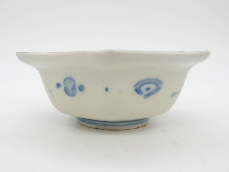 幕末〜明治　伊万里焼　4.1寸　約13cm　金襴手が見事な六角皿4枚セット(色絵、花文、裏印、深鉢、変形皿、小鉢、向付、器、四寸一分、和食器)(R-077387)