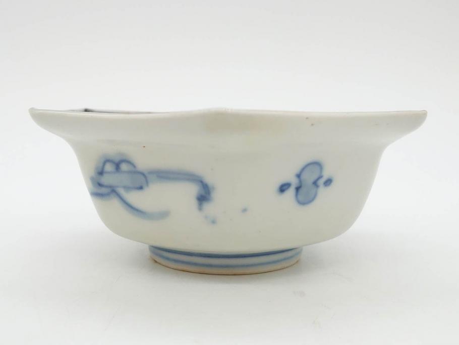 幕末〜明治　伊万里焼　4.1寸　約13cm　金襴手が見事な六角皿4枚セット(色絵、花文、裏印、深鉢、変形皿、小鉢、向付、器、四寸一分、和食器)(R-077387)