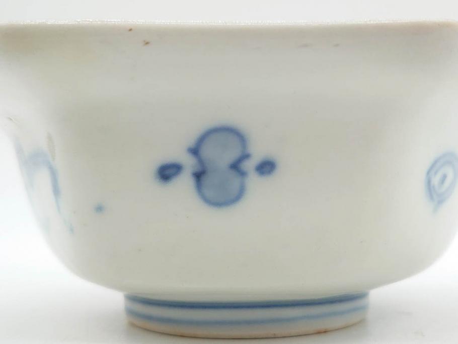 幕末〜明治　伊万里焼　4.1寸　約13cm　金襴手が見事な六角皿4枚セット(色絵、花文、裏印、深鉢、変形皿、小鉢、向付、器、四寸一分、和食器)(R-077387)