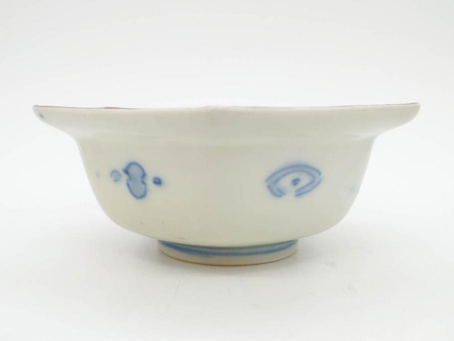 幕末〜明治　伊万里焼　4.1寸　約13cm　金襴手が見事な六角皿4枚セット(色絵、花文、裏印、深鉢、変形皿、小鉢、向付、器、四寸一分、和食器)(R-077387)