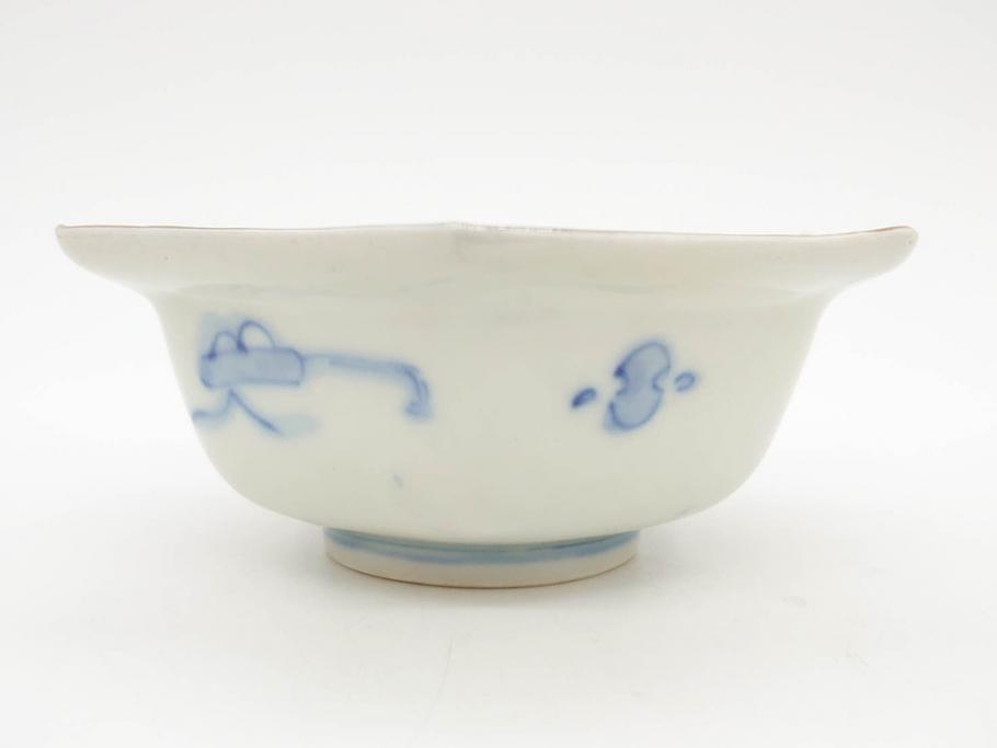 幕末〜明治　伊万里焼　4.1寸　約13cm　金襴手が見事な六角皿4枚セット(色絵、花文、裏印、深鉢、変形皿、小鉢、向付、器、四寸一分、和食器)(R-077387)