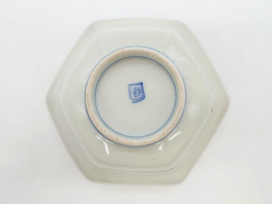 幕末〜明治 伊万里焼 4.1寸 約13cm 金襴手が見事な六角皿4枚