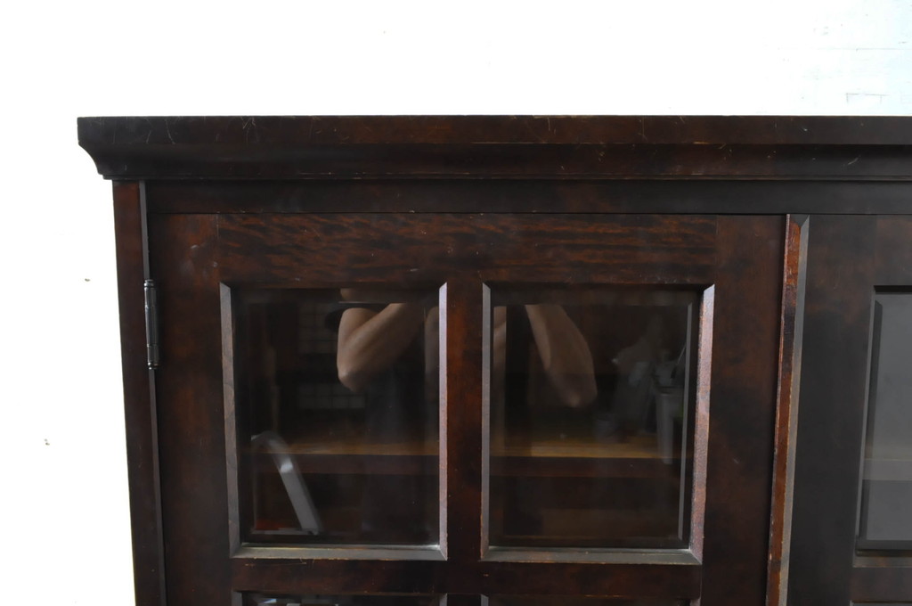 中古　北海道民芸家具　和洋どちらのお部屋にも馴染むブックケース(本箱、書棚、収納棚、キャビネット、飾り棚)(R-063844)