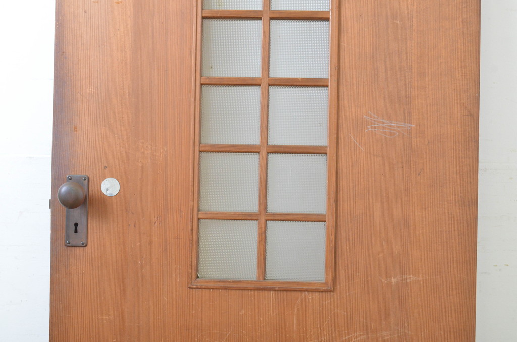 R-064070 アンティーク建具 柾目の美しいプレスガラス入りドア1
