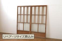 アンティーク建具　古民家インテリアにおすすめな幅狭ガラス帯ドア1枚(扉、板戸、ガラス戸)(R-074193)