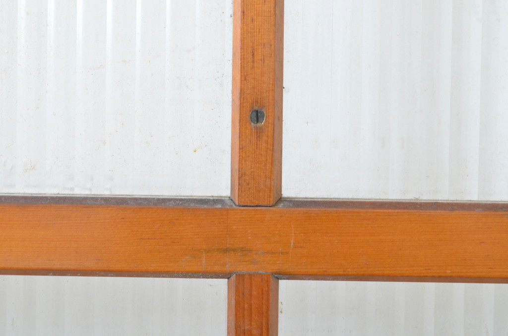 アンティーク建具　柔らかな印象のモールガラス引き戸2枚セット(ガラス戸)(R-062973)