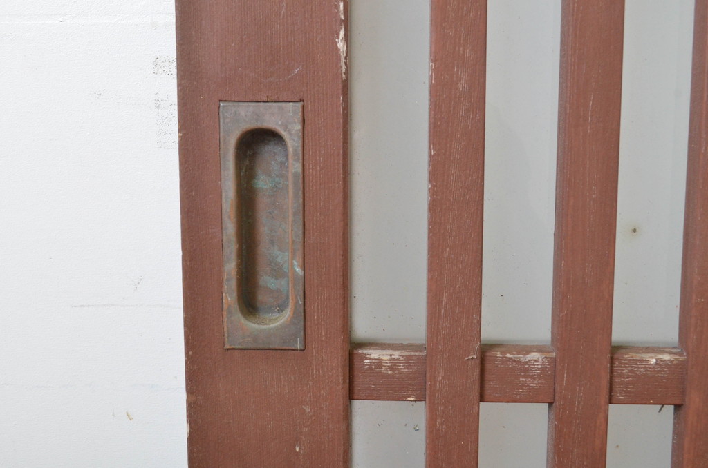 アンティーク建具　和の空間づくりにおすすめ!玄関戸2枚セット(荒格子戸、引き戸、ガラス戸)(R-062974)