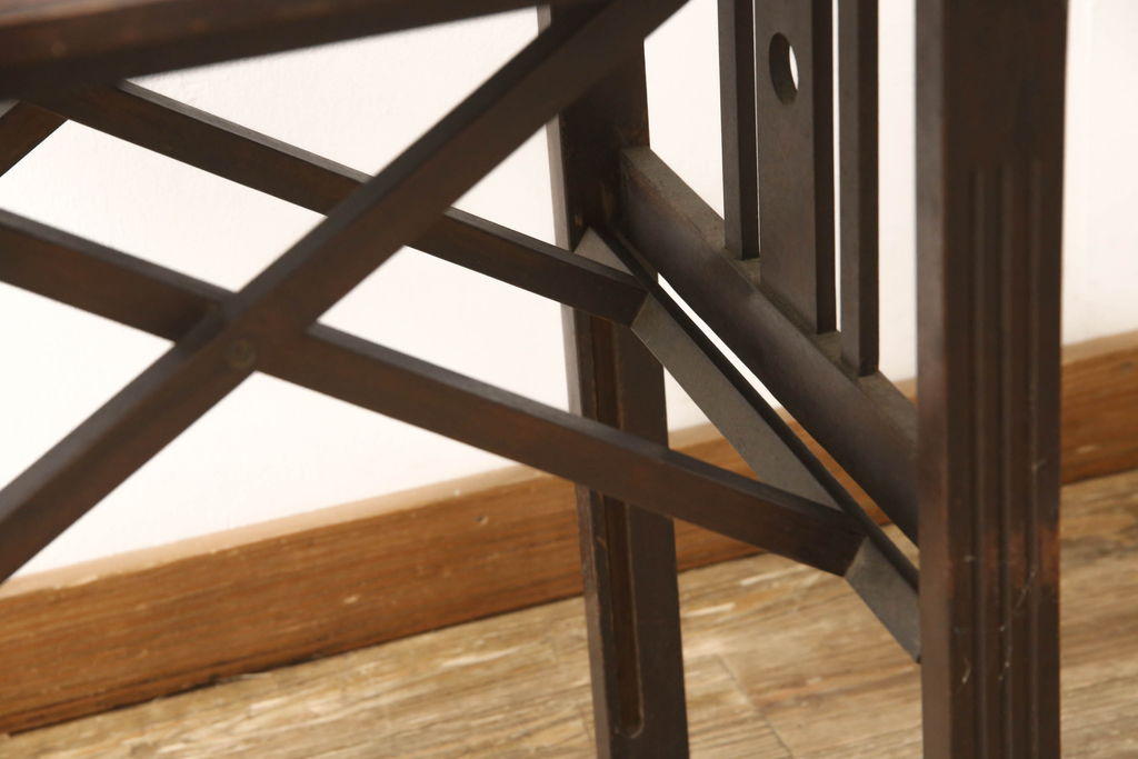 和製アンティーク　昭和中期　YAMAHA(ヤマハ、山葉、日本楽器)　レトロモダンな折りたたみ式のサイドテーブル(折り畳み机、カフェテーブル、コーヒーテーブル、ナイトテーブル)(R-062938)