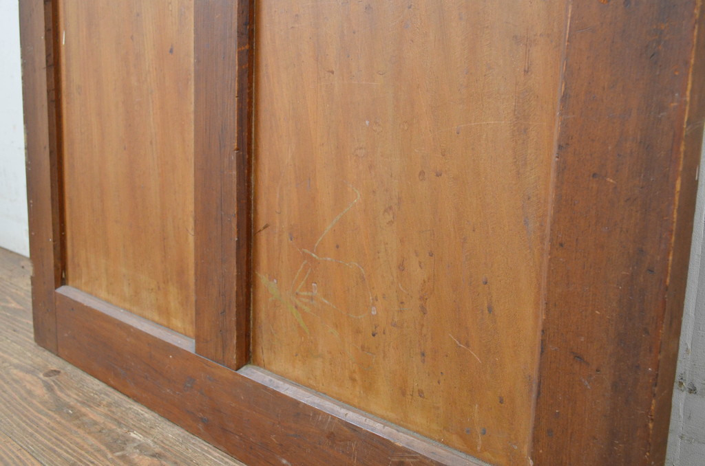 アンティーク建具　大正ロマン 古い洋館の鏡板欅(ケヤキ)材製ドア1枚(扉、木製扉、玄関ドア)(R-062977)