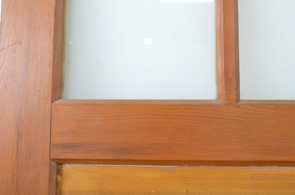 アンティーク建具　大正ロマン 古い洋館の鏡板欅(ケヤキ)材製ドア1枚 (扉、木製扉、玄関ドア)(R-062978)