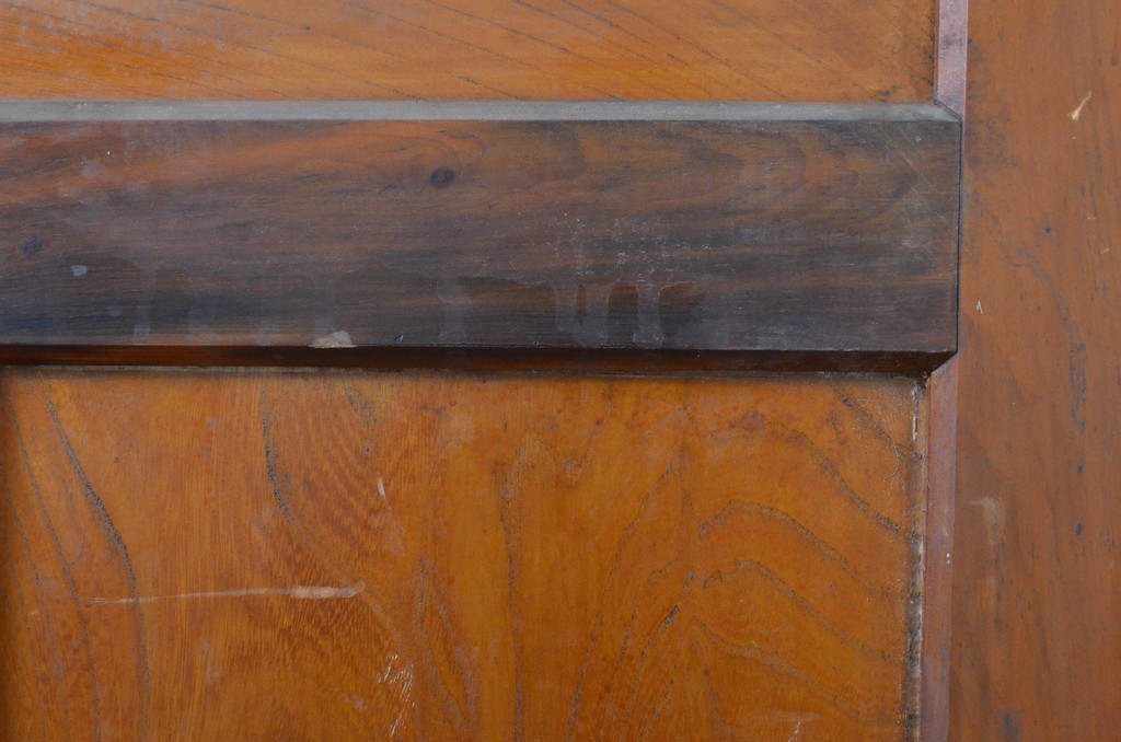 アンティーク建具　大正ロマン　古い洋館の鏡板欅(ケヤキ)材製ドア1枚(扉、木製扉、玄関ドア)(R-062980)