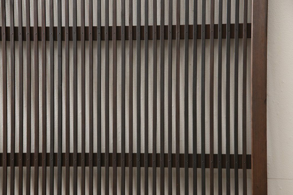 アンティーク建具　当店オリジナルガラス　色ガラスがアクセントの大正ロマンに合う格子戸1枚(ガラス帯戸、引き戸、建具)(R-059133)