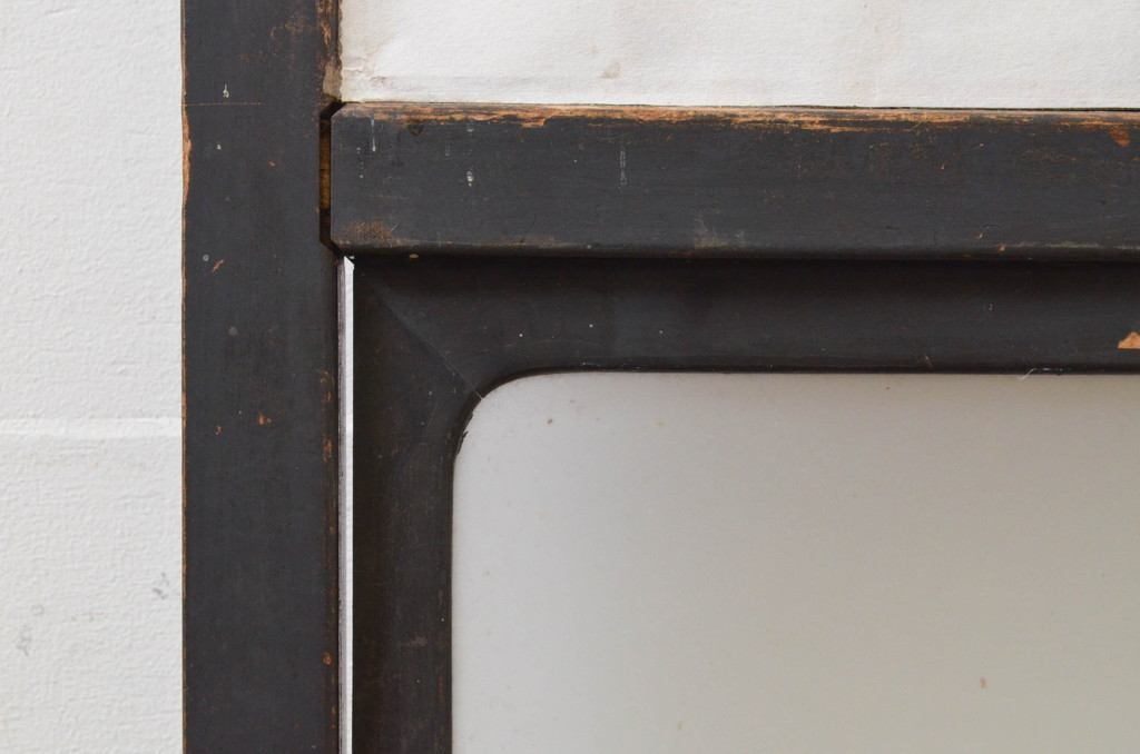 アンティーク建具　腰板欅(ケヤキ)材　上質な和を演出してくれる障子戸1枚(引き戸、ガラス帯戸、格子戸)(R-068857)