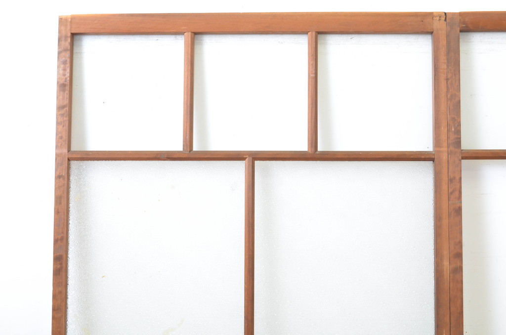 アンティーク建具　木のぬくもり感じる色合いが魅力のガラス戸2枚セット(引き戸)(R-064073)