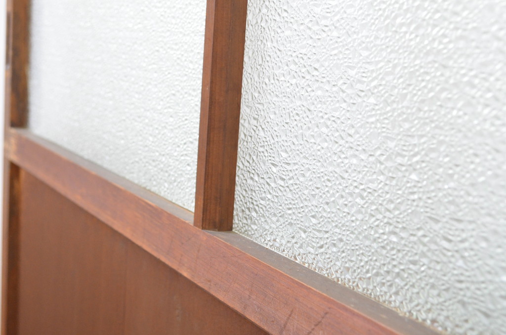 アンティーク建具　木のぬくもり感じる色合いが魅力のガラス戸2枚セット(引き戸)(R-064073)
